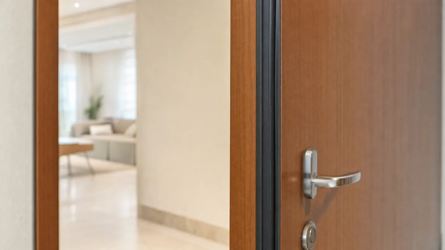 Vedação de borracha na borda de uma porta blindada