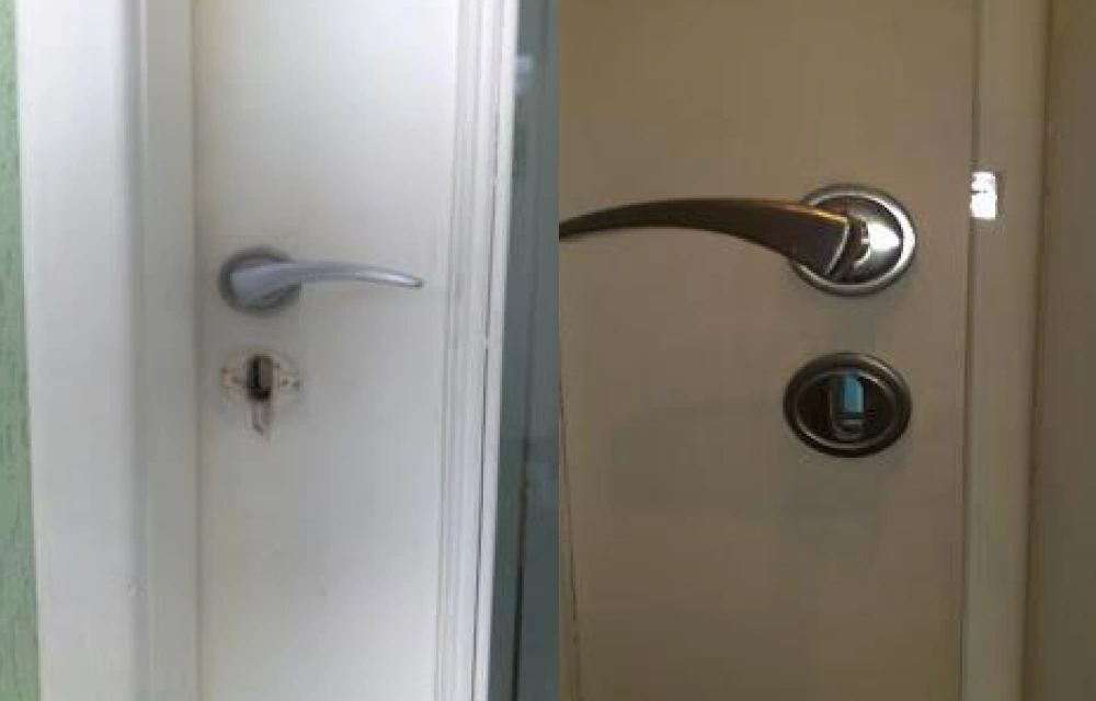 Foto de portas comuns arrombadas silenciosamente pelo cilindro da fechadura